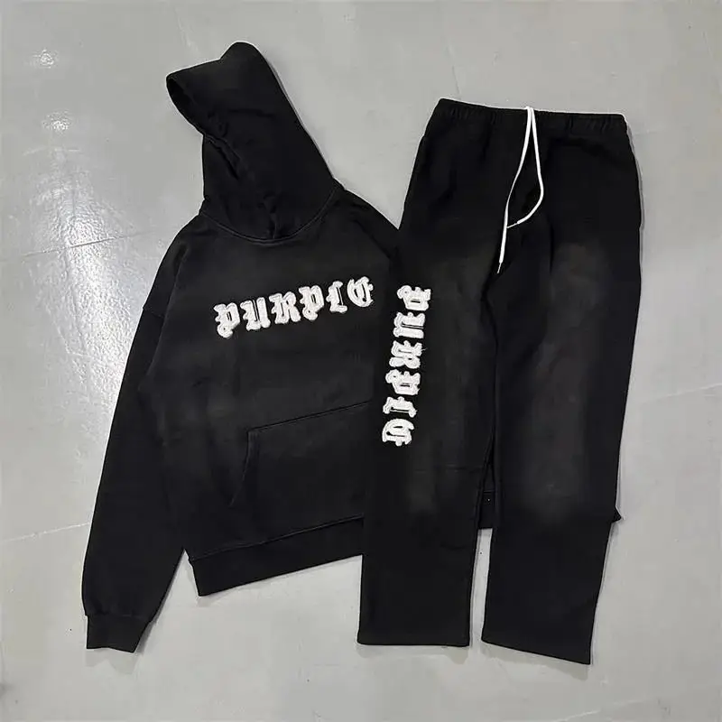 Purple Tracksuits [Hoodie + Pants Set] in Black — photo 4 of 15