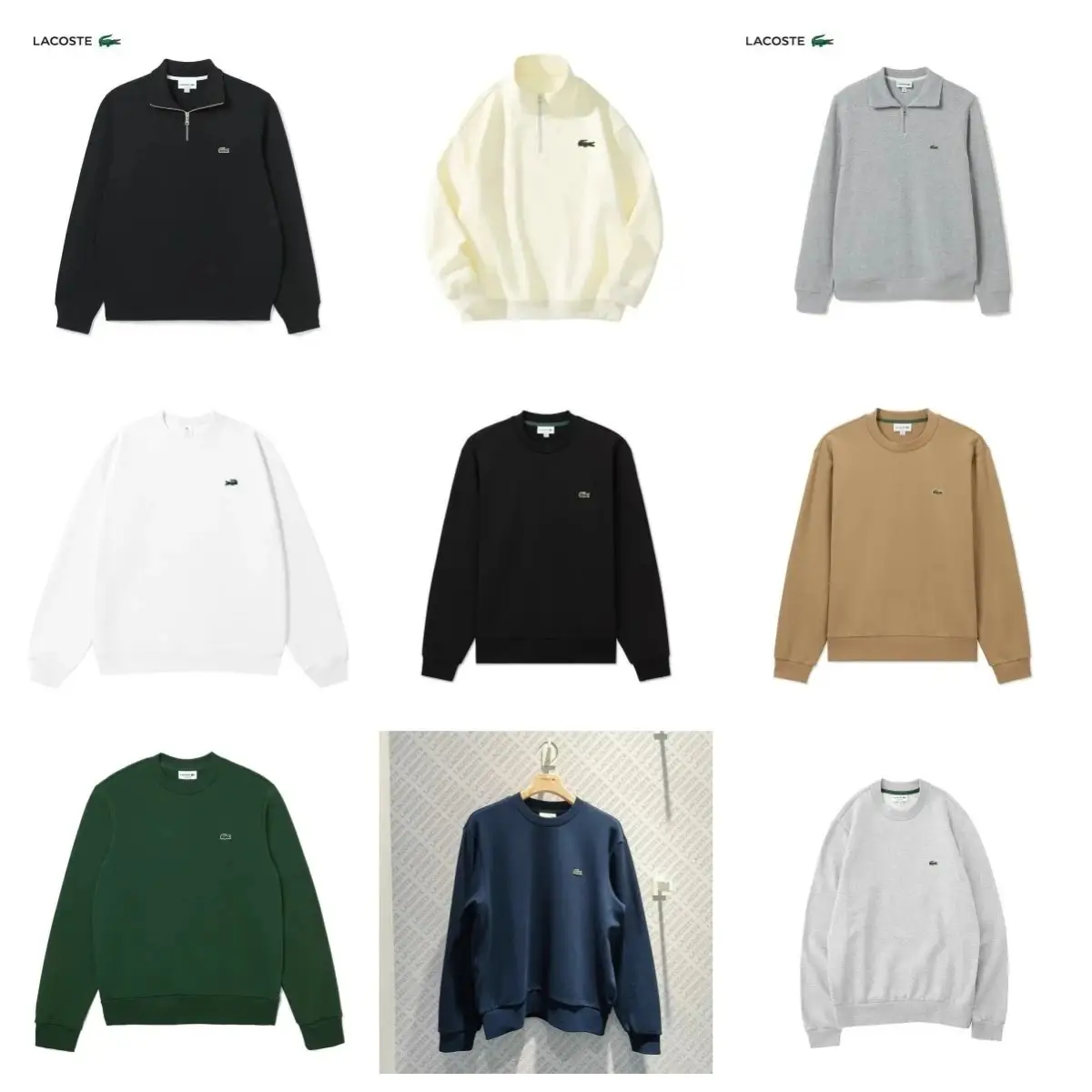 LACOSTE Classic Crewneck & Quarter-Zip Sweatshirts