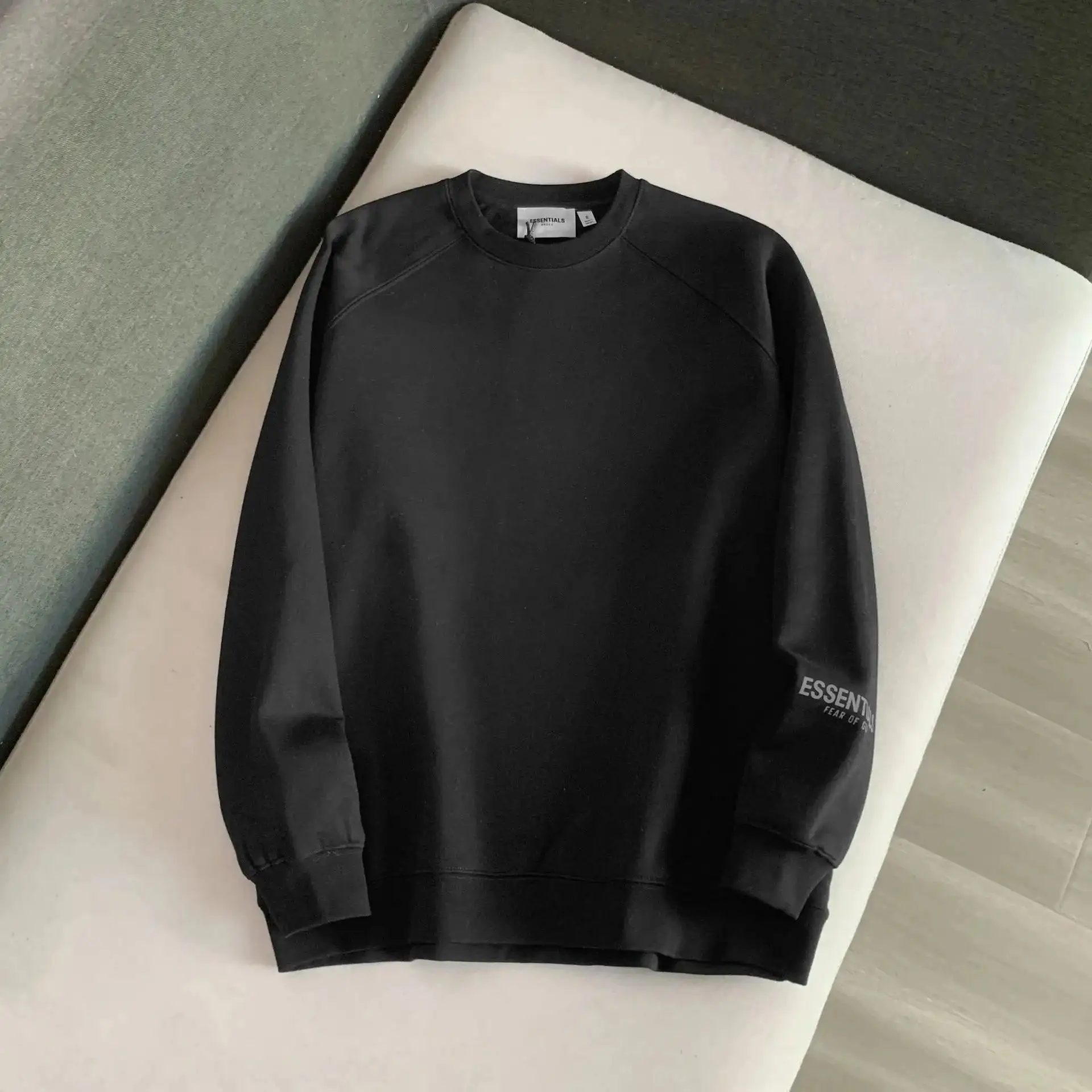 Essentials Black Crewneck Sweatshirt - Unisex Fashion Streetwear — photo 6 of 14
